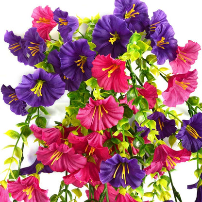 Artificial Fake Hanging Flowers Plants 2pack Faux Silk Daisy with Eucalyptus Leaves UV Resistant for Outside Home Indoor Planter Porch Patio Balcony Yard Decor (2, Purple)