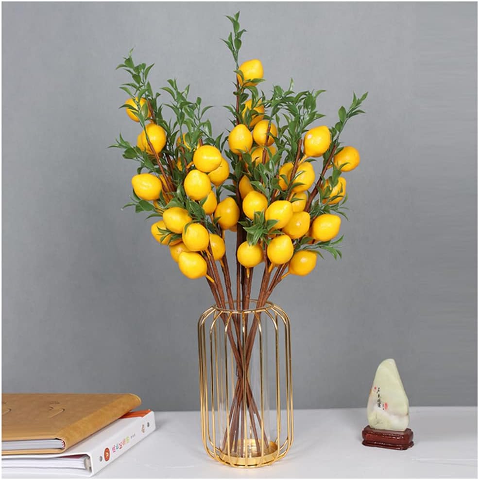 6Pcs Lemon Decor Fake 19" Beautiful Lemons Branch Decoration,Yellow