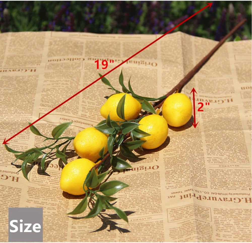 6Pcs Lemon Decor Fake 19" Beautiful Lemons Branch Decoration,Yellow