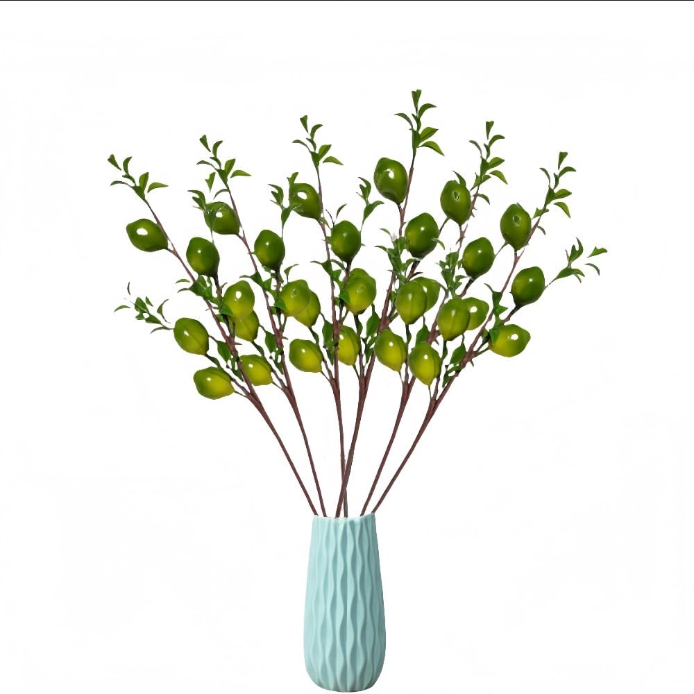 6Pcs Lemon Decor Fake 19" Beautiful Lemons Branch Decoration,Yellow