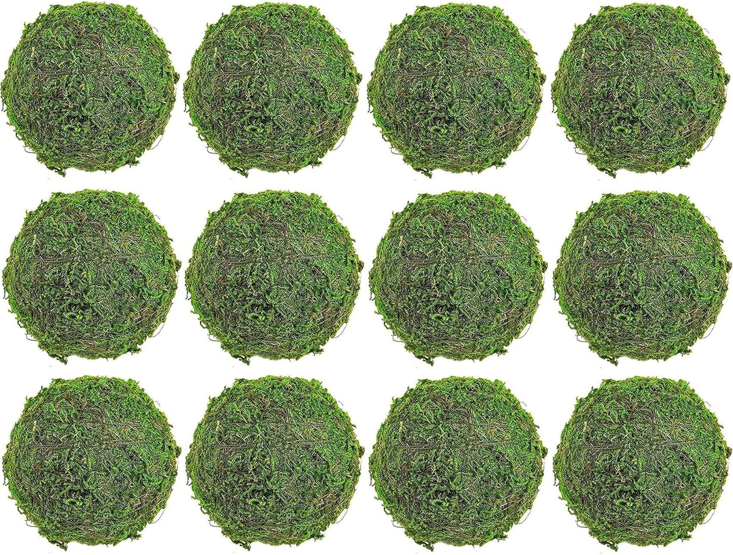 12pcs Moss Balls Decorative Faux Green Dried Artificial Moss Balls for Centerpiece Bowls for Home Garden Wedding Party Decor (2"-Set of 12)