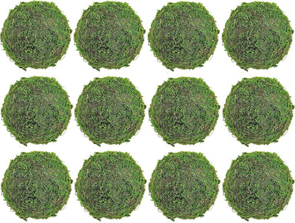 12pcs Moss Balls Decorative Faux Green Dried Artificial Moss Balls for Centerpiece Bowls for Home Garden Wedding Party Decor (2"-Set of 12)