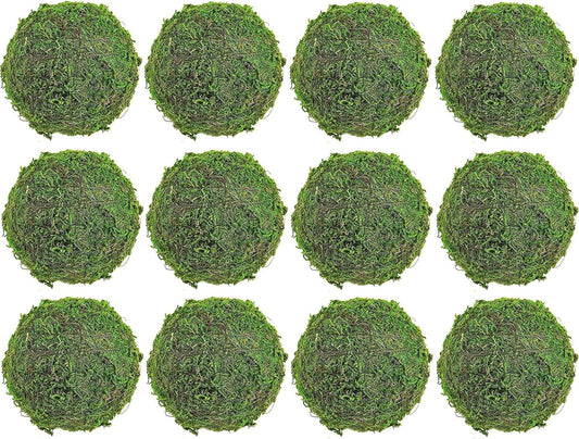 12pcs Moss Balls Decorative Faux Green Dried Artificial Moss Balls for Centerpiece Bowls for Home Garden Wedding Party Decor (2"-Set of 12)