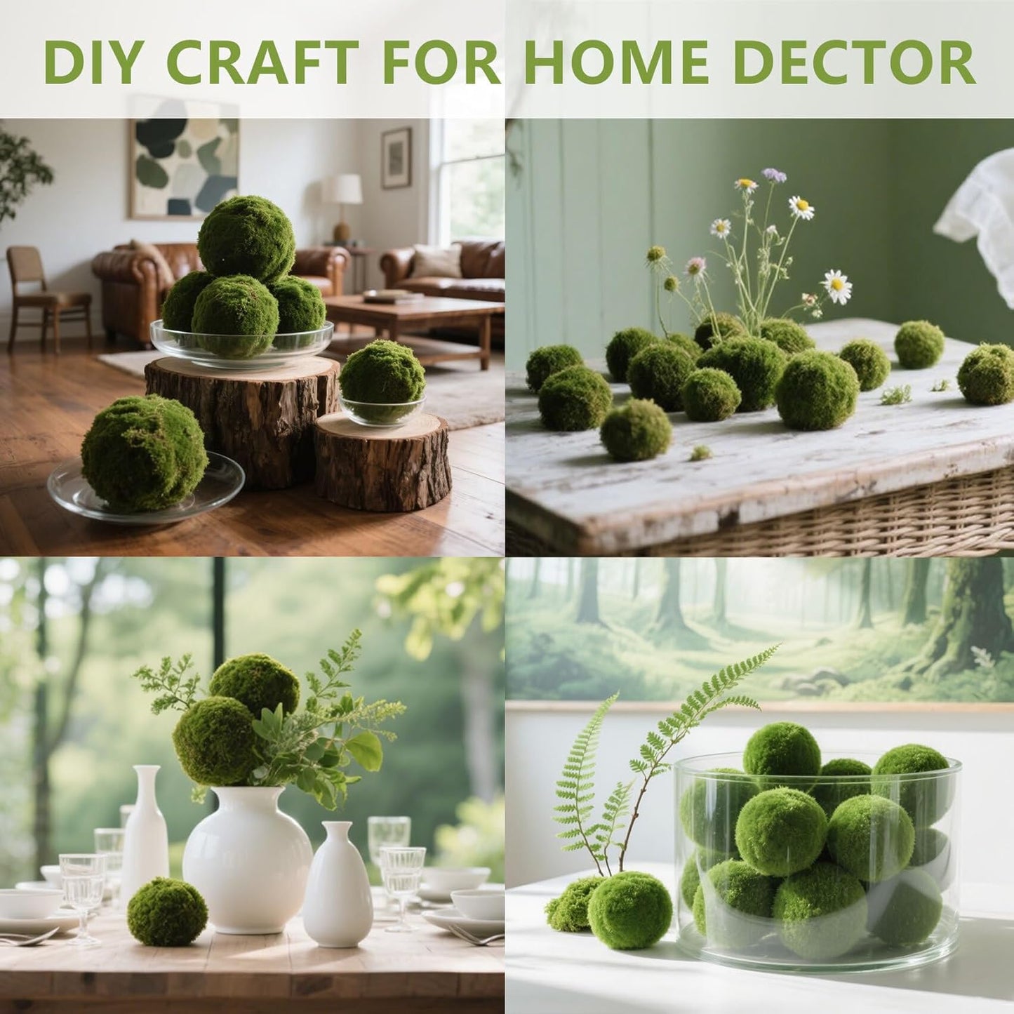 12pcs Moss Balls Decorative Faux Green Dried Artificial Moss Balls for Centerpiece Bowls for Home Garden Wedding Party Decor (2"-Set of 12)