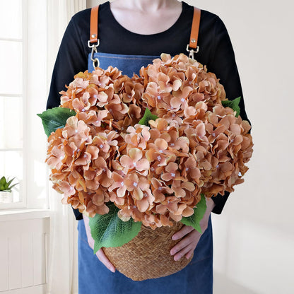 JINWOE Green Hydrangea Artificial Flowers, 5Pcs 20Inch Large Lifelike Faux Silk Flowers, Full Artificial Hydrangeas for Bouquet Table Centerpieces Indoor Spring Outdoor Home