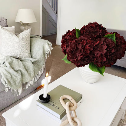 JINWOE Green Hydrangea Artificial Flowers, 5Pcs 20Inch Large Lifelike Faux Silk Flowers, Full Artificial Hydrangeas for Bouquet Table Centerpieces Indoor Spring Outdoor Home