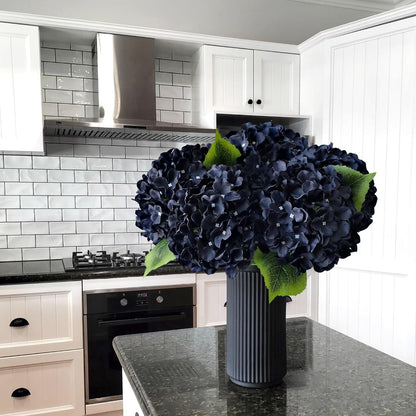 JINWOE Green Hydrangea Artificial Flowers, 5Pcs 20Inch Large Lifelike Faux Silk Flowers, Full Artificial Hydrangeas for Bouquet Table Centerpieces Indoor Spring Outdoor Home
