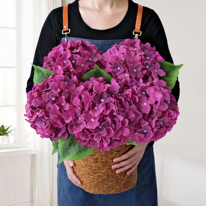 JINWOE Green Hydrangea Artificial Flowers, 5Pcs 20Inch Large Lifelike Faux Silk Flowers, Full Artificial Hydrangeas for Bouquet Table Centerpieces Indoor Spring Outdoor Home