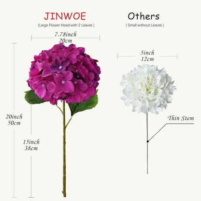 JINWOE Green Hydrangea Artificial Flowers, 5Pcs 20Inch Large Lifelike Faux Silk Flowers, Full Artificial Hydrangeas for Bouquet Table Centerpieces Indoor Spring Outdoor Home