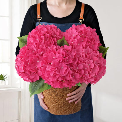 JINWOE Green Hydrangea Artificial Flowers, 5Pcs 20Inch Large Lifelike Faux Silk Flowers, Full Artificial Hydrangeas for Bouquet Table Centerpieces Indoor Spring Outdoor Home