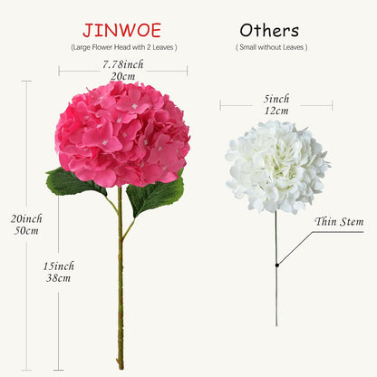 JINWOE Green Hydrangea Artificial Flowers, 5Pcs 20Inch Large Lifelike Faux Silk Flowers, Full Artificial Hydrangeas for Bouquet Table Centerpieces Indoor Spring Outdoor Home