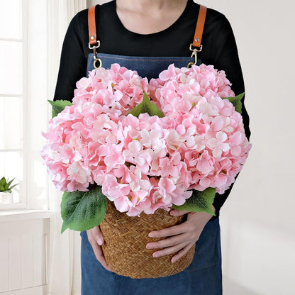 JINWOE Green Hydrangea Artificial Flowers, 5Pcs 20Inch Large Lifelike Faux Silk Flowers, Full Artificial Hydrangeas for Bouquet Table Centerpieces Indoor Spring Outdoor Home