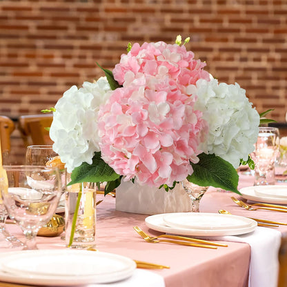 JINWOE Green Hydrangea Artificial Flowers, 5Pcs 20Inch Large Lifelike Faux Silk Flowers, Full Artificial Hydrangeas for Bouquet Table Centerpieces Indoor Spring Outdoor Home