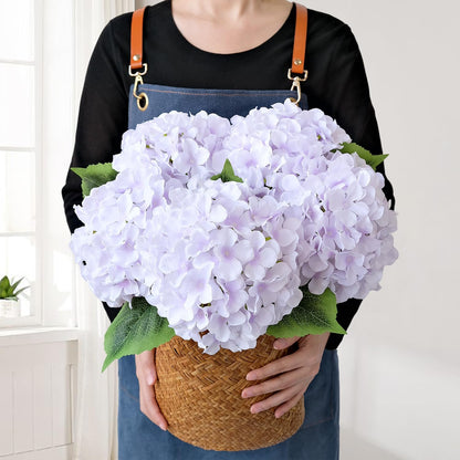 JINWOE Green Hydrangea Artificial Flowers, 5Pcs 20Inch Large Lifelike Faux Silk Flowers, Full Artificial Hydrangeas for Bouquet Table Centerpieces Indoor Spring Outdoor Home