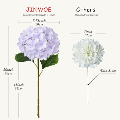 JINWOE Green Hydrangea Artificial Flowers, 5Pcs 20Inch Large Lifelike Faux Silk Flowers, Full Artificial Hydrangeas for Bouquet Table Centerpieces Indoor Spring Outdoor Home