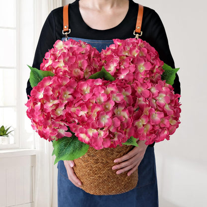 JINWOE Green Hydrangea Artificial Flowers, 5Pcs 20Inch Large Lifelike Faux Silk Flowers, Full Artificial Hydrangeas for Bouquet Table Centerpieces Indoor Spring Outdoor Home