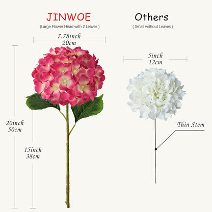 JINWOE Green Hydrangea Artificial Flowers, 5Pcs 20Inch Large Lifelike Faux Silk Flowers, Full Artificial Hydrangeas for Bouquet Table Centerpieces Indoor Spring Outdoor Home