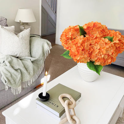 JINWOE Green Hydrangea Artificial Flowers, 5Pcs 20Inch Large Lifelike Faux Silk Flowers, Full Artificial Hydrangeas for Bouquet Table Centerpieces Indoor Spring Outdoor Home