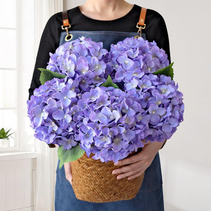 JINWOE Green Hydrangea Artificial Flowers, 5Pcs 20Inch Large Lifelike Faux Silk Flowers, Full Artificial Hydrangeas for Bouquet Table Centerpieces Indoor Spring Outdoor Home