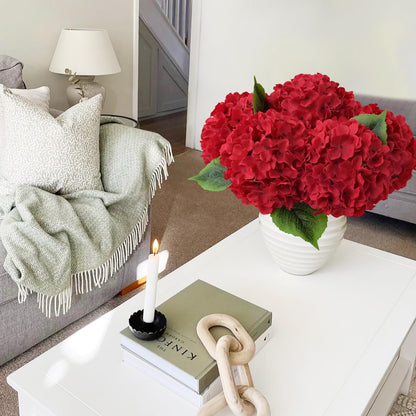JINWOE Green Hydrangea Artificial Flowers, 5Pcs 20Inch Large Lifelike Faux Silk Flowers, Full Artificial Hydrangeas for Bouquet Table Centerpieces Indoor Spring Outdoor Home