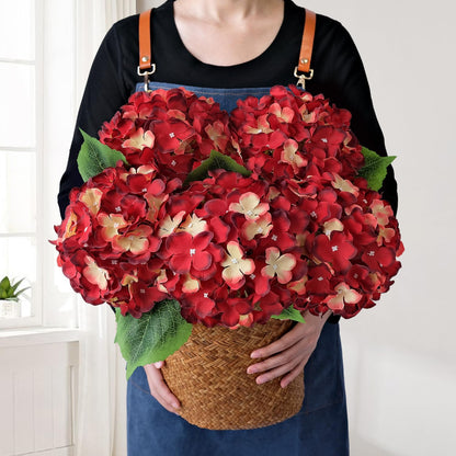 JINWOE Green Hydrangea Artificial Flowers, 5Pcs 20Inch Large Lifelike Faux Silk Flowers, Full Artificial Hydrangeas for Bouquet Table Centerpieces Indoor Spring Outdoor Home