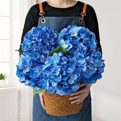 JINWOE Green Hydrangea Artificial Flowers, 5Pcs 20Inch Large Lifelike Faux Silk Flowers, Full Artificial Hydrangeas for Bouquet Table Centerpieces Indoor Spring Outdoor Home