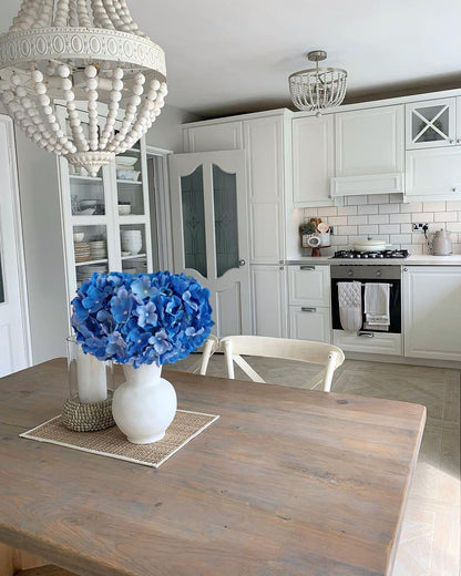 JINWOE Green Hydrangea Artificial Flowers, 5Pcs 20Inch Large Lifelike Faux Silk Flowers, Full Artificial Hydrangeas for Bouquet Table Centerpieces Indoor Spring Outdoor Home