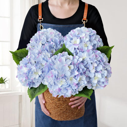 JINWOE Green Hydrangea Artificial Flowers, 5Pcs 20Inch Large Lifelike Faux Silk Flowers, Full Artificial Hydrangeas for Bouquet Table Centerpieces Indoor Spring Outdoor Home