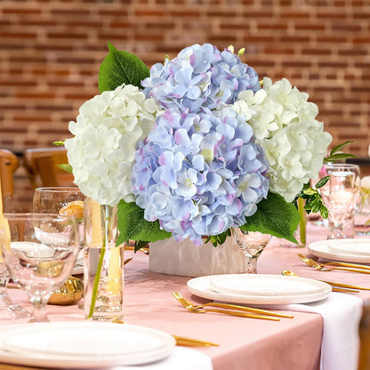 JINWOE Green Hydrangea Artificial Flowers, 5Pcs 20Inch Large Lifelike Faux Silk Flowers, Full Artificial Hydrangeas for Bouquet Table Centerpieces Indoor Spring Outdoor Home