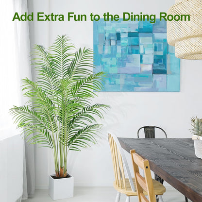 Artificial Palm Tree 6ft Tall Fake Palm Tree Indoor Decor with 18 Leaves and Real Bark Design Faux Tropical Areca Palm Silk Floor Plant in Pot for Home Office Living Room Bedroom Decor 1pcs