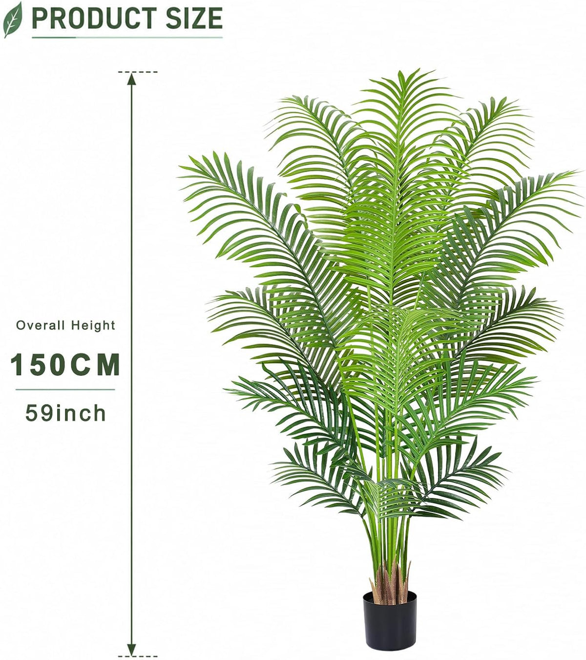 Artificial Palm Tree 6ft Tall Fake Palm Tree Indoor Decor with 18 Leaves and Real Bark Design Faux Tropical Areca Palm Silk Floor Plant in Pot for Home Office Living Room Bedroom Decor 1pcs