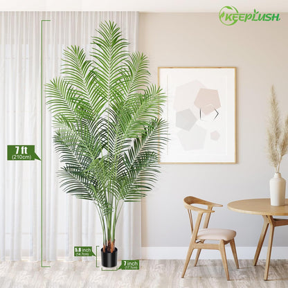 Artificial Palm Tree 6ft Tall Fake Palm Tree Indoor Decor with 18 Leaves and Real Bark Design Faux Tropical Areca Palm Silk Floor Plant in Pot for Home Office Living Room Bedroom Decor 1pcs