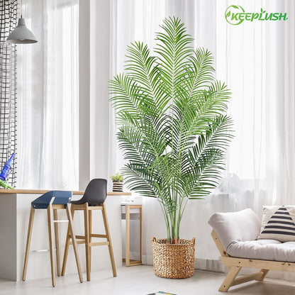 Artificial Palm Tree 6ft Tall Fake Palm Tree Indoor Decor with 18 Leaves and Real Bark Design Faux Tropical Areca Palm Silk Floor Plant in Pot for Home Office Living Room Bedroom Decor 1pcs