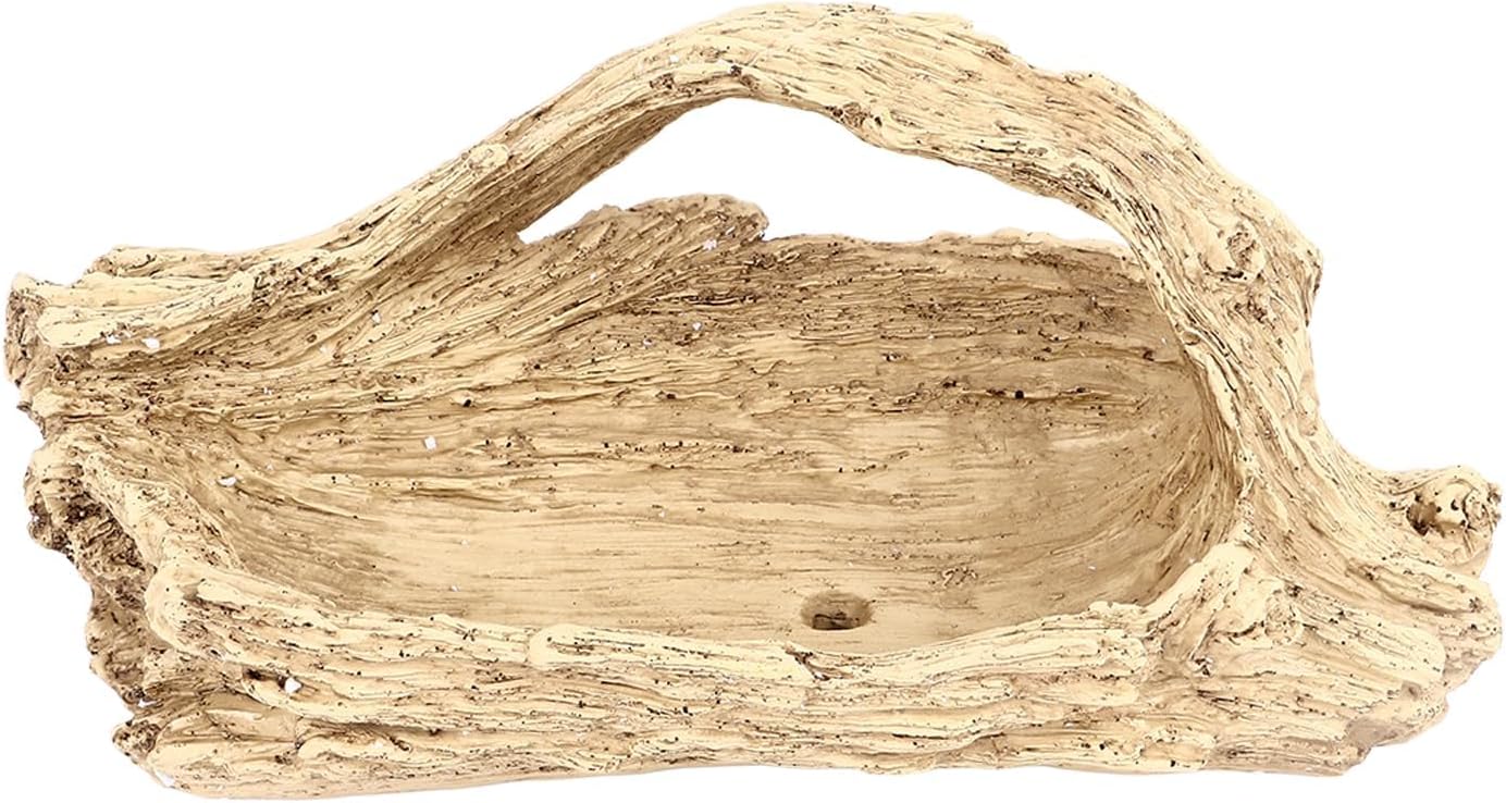 Driftwood Succulent Planter Artificial Faux Wood Stump, Resin Log Flower Arrangement for Windowsill Desktop Coffee Table Centerpiece with Drainage Hole