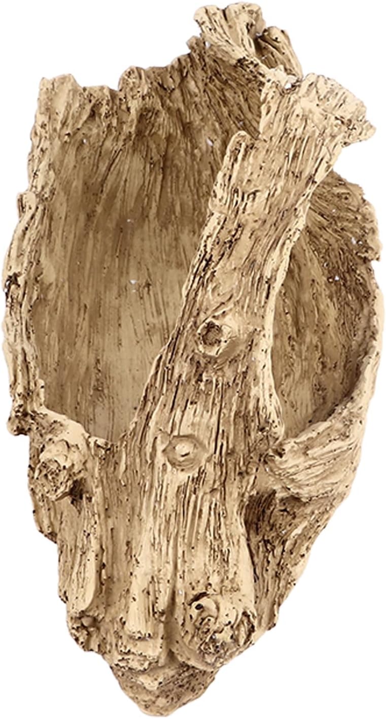 Driftwood Succulent Planter Artificial Faux Wood Stump, Resin Log Flower Arrangement for Windowsill Desktop Coffee Table Centerpiece with Drainage Hole