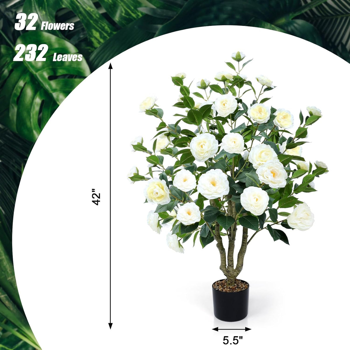 Faux Hydrangea Tree 3ft Set of 2 with White Flowers in Pot | Realistic White Hydrangea Blooms,UV Resistant,Potted Flower Tree with Moss,Low Maintenance,for Indoor Outdoor Porch Decor