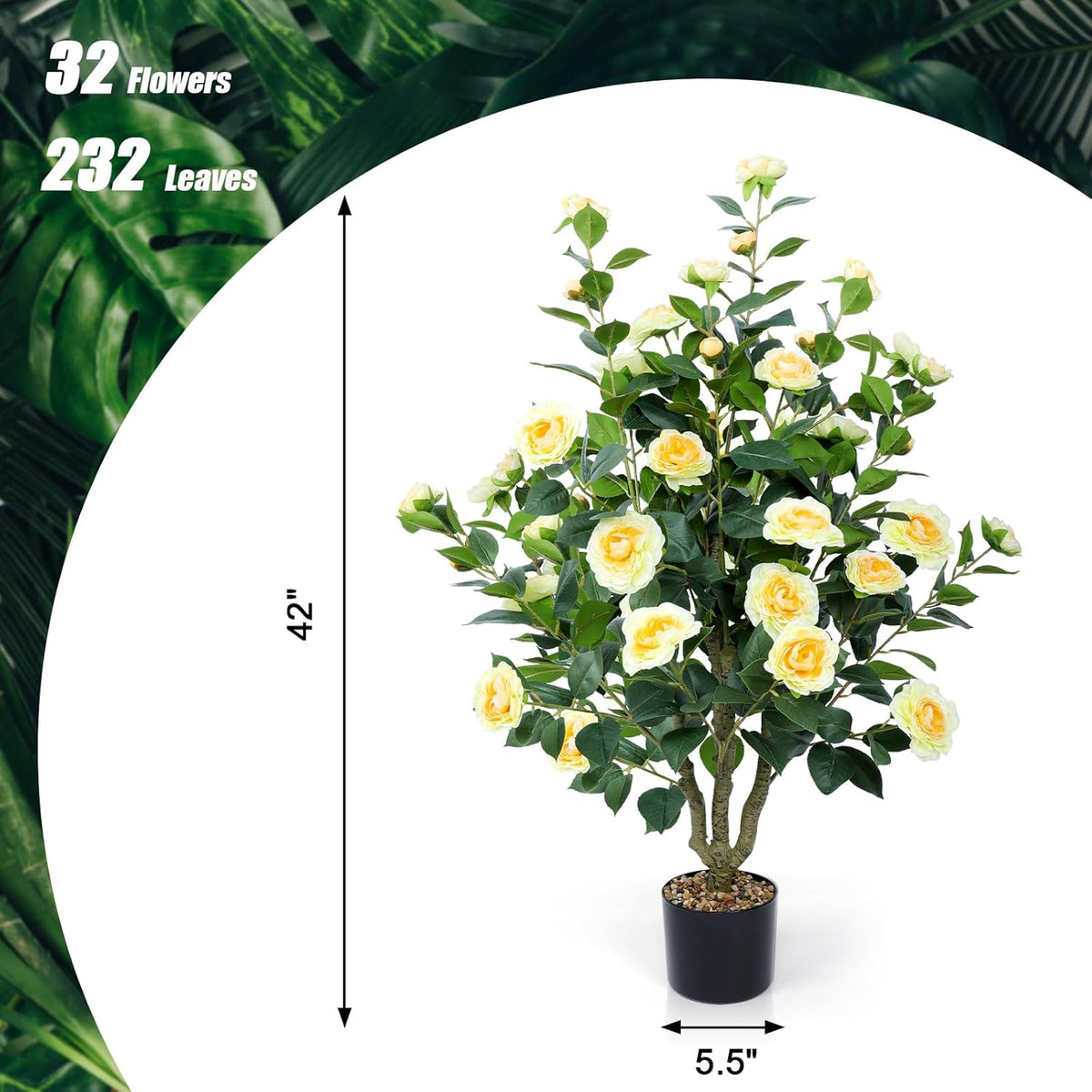 Faux Hydrangea Tree 3ft Set of 2 with White Flowers in Pot | Realistic White Hydrangea Blooms,UV Resistant,Potted Flower Tree with Moss,Low Maintenance,for Indoor Outdoor Porch Decor