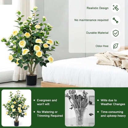 Faux Hydrangea Tree 3ft Set of 2 with White Flowers in Pot | Realistic White Hydrangea Blooms,UV Resistant,Potted Flower Tree with Moss,Low Maintenance,for Indoor Outdoor Porch Decor