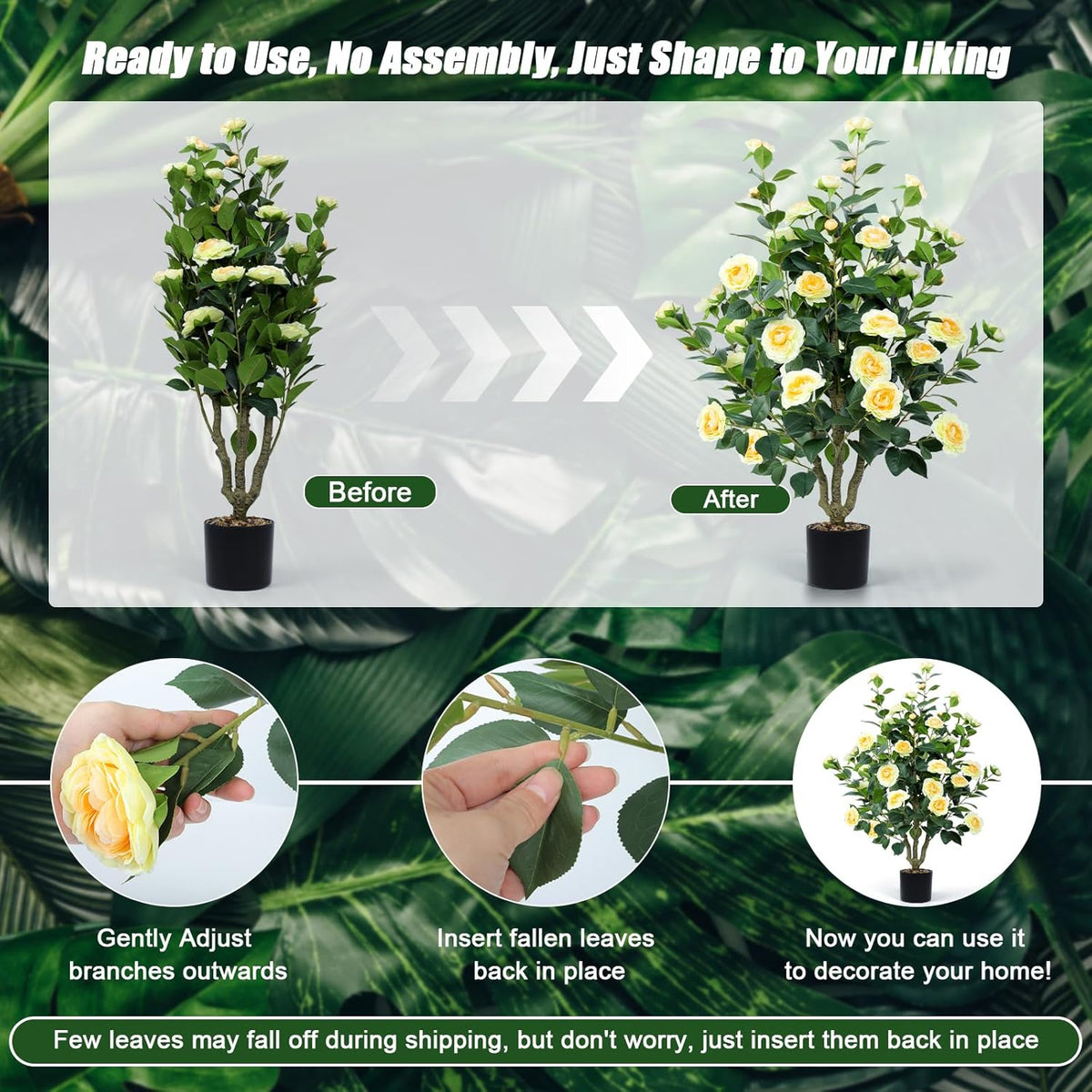 Faux Hydrangea Tree 3ft Set of 2 with White Flowers in Pot | Realistic White Hydrangea Blooms,UV Resistant,Potted Flower Tree with Moss,Low Maintenance,for Indoor Outdoor Porch Decor