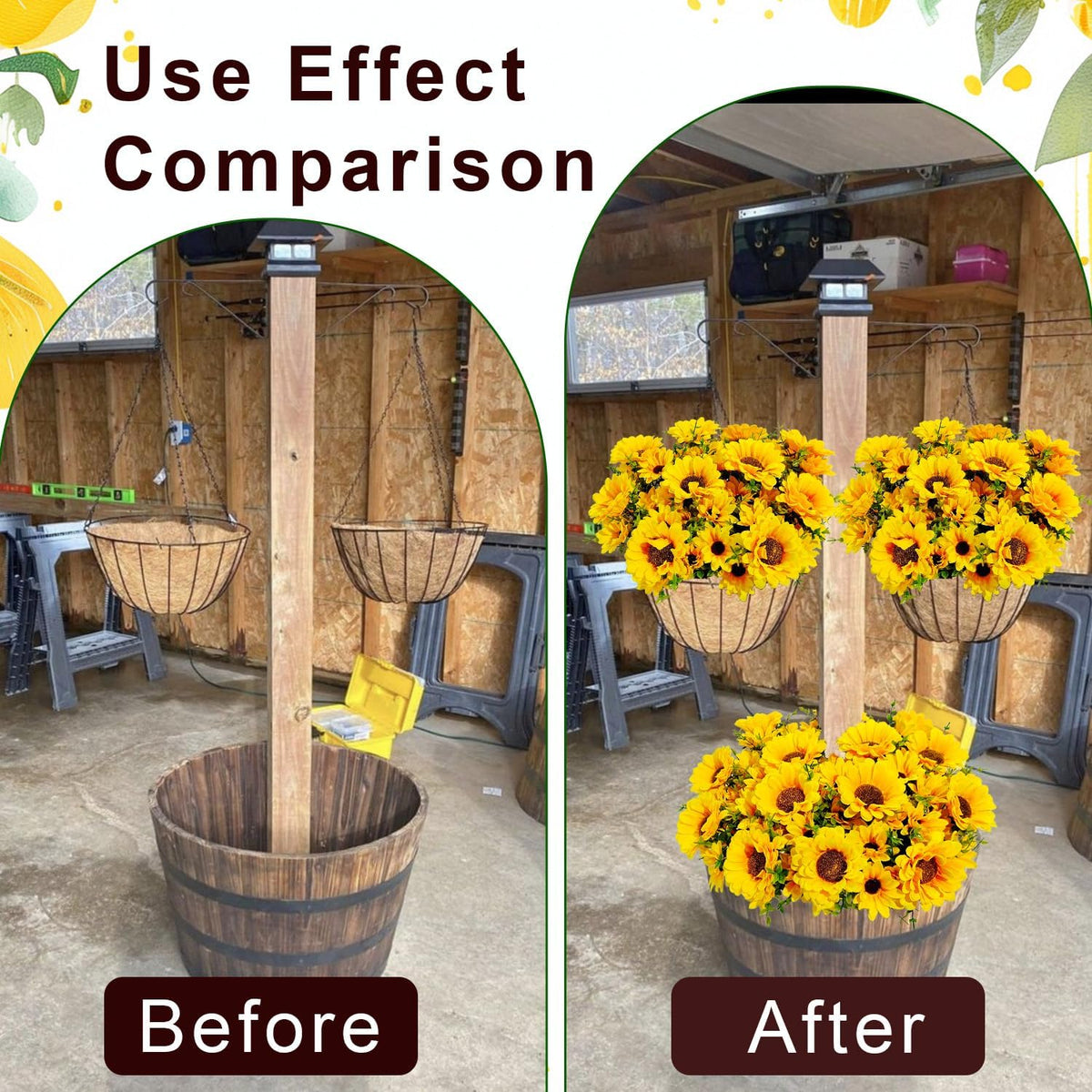 Artificial Sunflowers for Outdoors, 10 Bundles Fake Silk Sunflowers with Eucalyptus Leaves UV Resistant for Home Outside Front Door Porch Planters Garden Balcony Yard Patio Wedding Party Decor