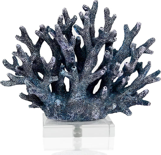 Coral Coastal Decor, Artificial Resin Coral Reef Statue, Coastal Room Decor Beach Decorations for Home Bathroom Bedroom,Ocean Themed Decor for Office,Aquarium,7.5''Lx6.3''H, RB1001P, Pink