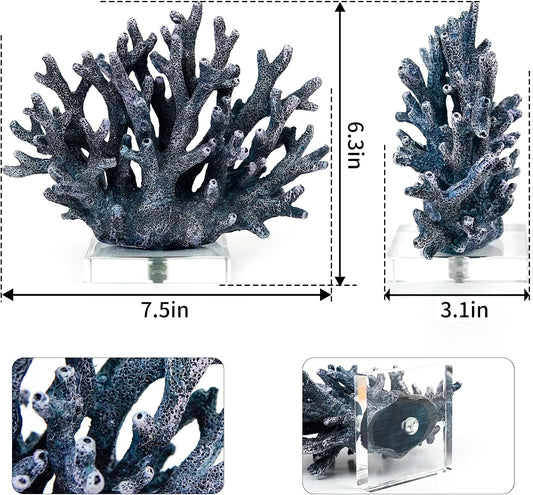 Coral Coastal Decor, Artificial Resin Coral Reef Statue, Coastal Room Decor Beach Decorations for Home Bathroom Bedroom,Ocean Themed Decor for Office,Aquarium,7.5''Lx6.3''H, RB1001P, Pink