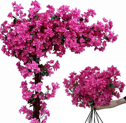 Pack of 16 - Artificial Bougainvillea Flower Stems Silk Bougainvillea Long Branches Full Blossoms for Home Wedding Table Centerpiece Shower Event Backdrop Indoor Outdoor Decorations (Fuchsia)