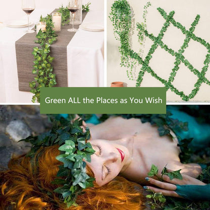 168 FT Artificial Ivy 24 Pack Ivy Vine Garland Ivy Leaves Greenery Garlands Clip Hanging Fake Leaf Plants Faux Green Flowers Decor Home Kitchen Garden Office Wedding Wall