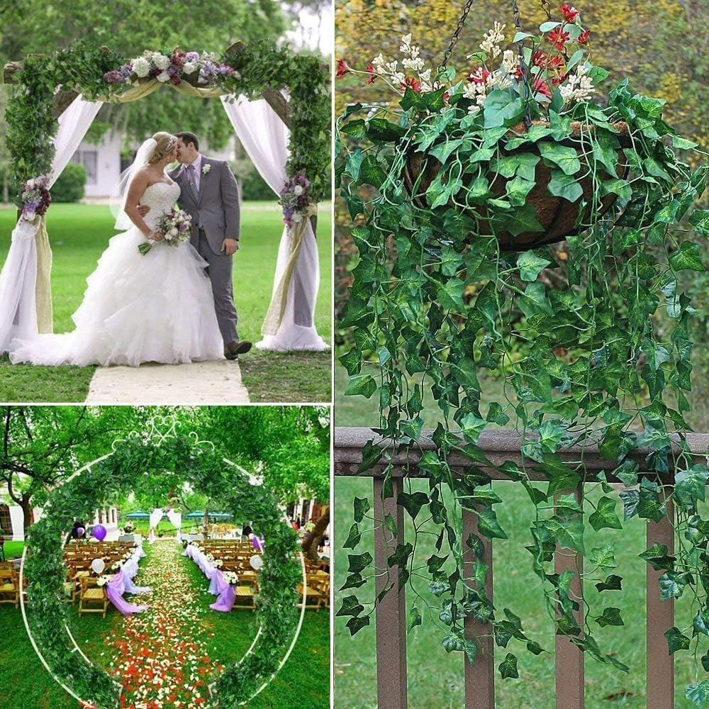 168 FT Artificial Ivy 24 Pack Ivy Vine Garland Ivy Leaves Greenery Garlands Clip Hanging Fake Leaf Plants Faux Green Flowers Decor Home Kitchen Garden Office Wedding Wall