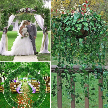 168 FT Artificial Ivy 24 Pack Ivy Vine Garland Ivy Leaves Greenery Garlands Clip Hanging Fake Leaf Plants Faux Green Flowers Decor Home Kitchen Garden Office Wedding Wall