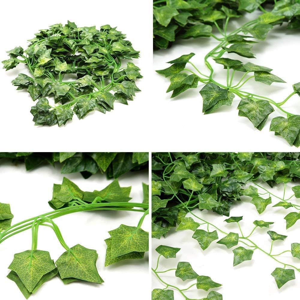 168 FT Artificial Ivy 24 Pack Ivy Vine Garland Ivy Leaves Greenery Garlands Clip Hanging Fake Leaf Plants Faux Green Flowers Decor Home Kitchen Garden Office Wedding Wall