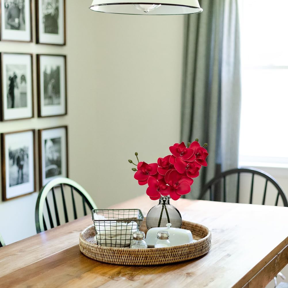 White Orchids Artificial Flowers Faux Orchid Arrangement with Black Glass Vase Set of 2 Real Touch Phalaenopsis Orchid Flowers Orchid Centerpiece for Dining Room Table