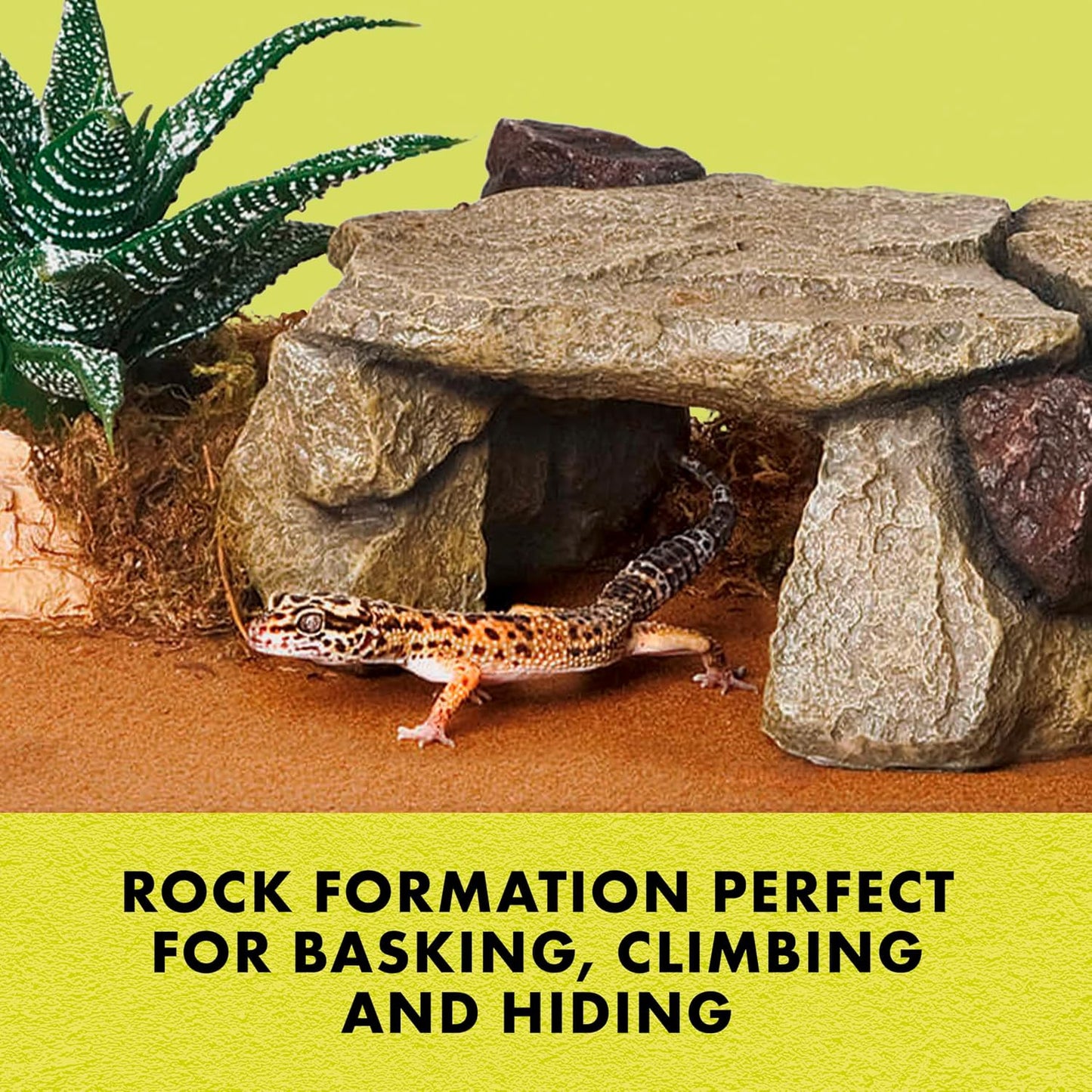 Shale Rock Den, Naturalistic Rock Décor, Perfect for Basking, Climbing, Hiding, Ideal for Aquatic or Terrestrial Reptile Habitats, Medium