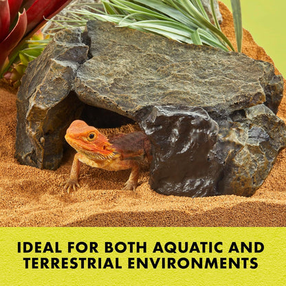 Shale Rock Den, Naturalistic Rock Décor, Perfect for Basking, Climbing, Hiding, Ideal for Aquatic or Terrestrial Reptile Habitats, Medium